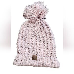 C.C. Blush Knit Hat with Pom Pom